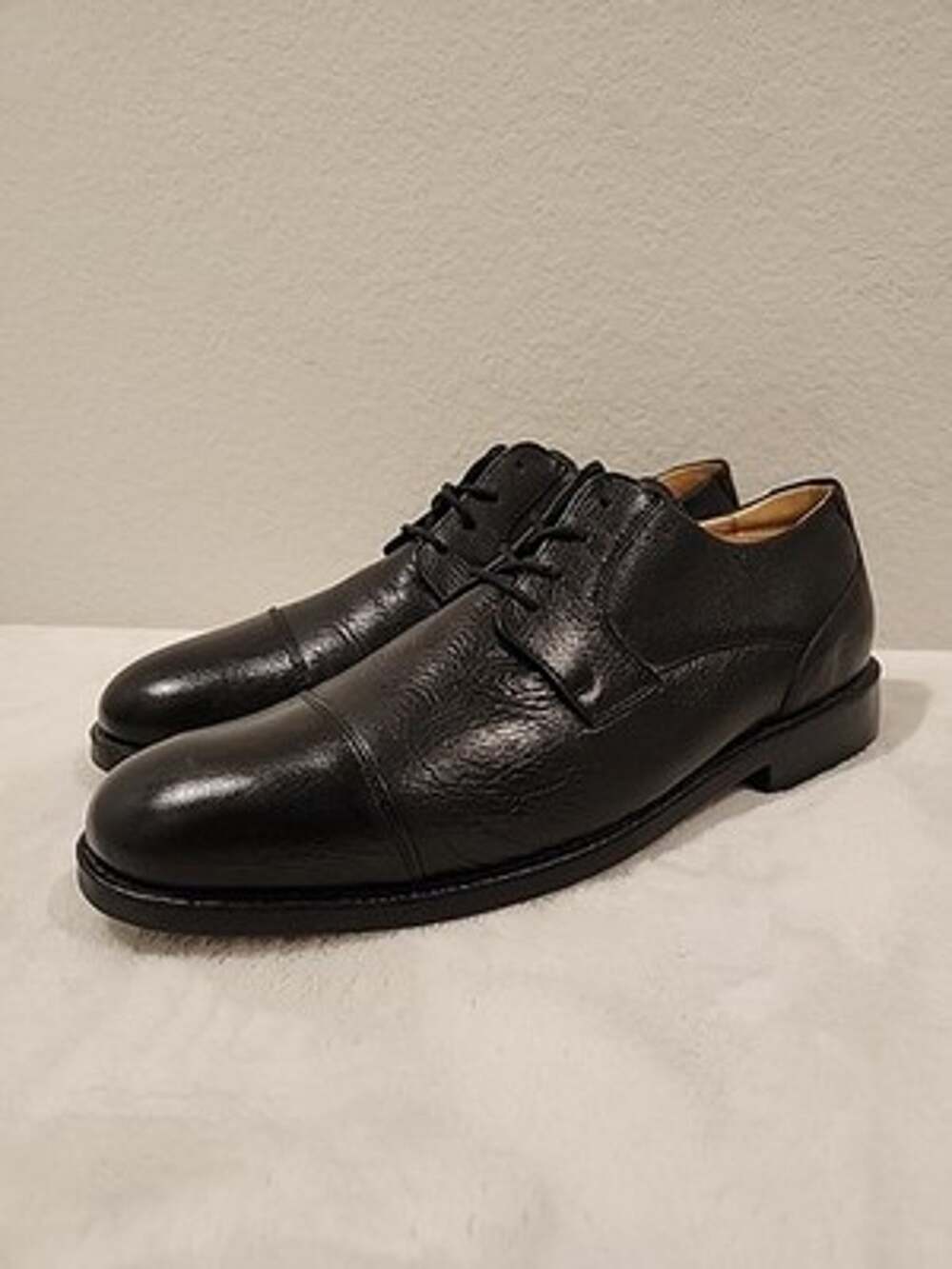 Belvedere Duke Men's 10.5D Black Leather Lace-up Cap Toe Oxford Dress Shoes